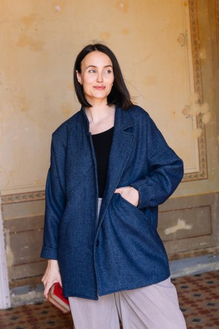 Blazer estampado espiga azul-Ropa mujer SusiSweetdress