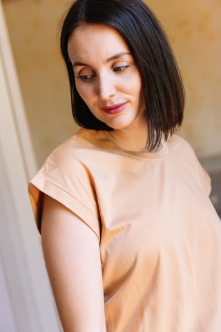 Camiseta SusiSweetdress rosa a rayas grises- Ropa mujer SusiSweetdress