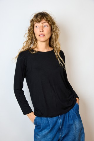 Camiseta SusiSweetdress negra manga larga- Ropa mujer SusiSweetdress