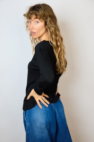 Camiseta SusiSweetdress negra manga larga- Ropa mujer SusiSweetdress
