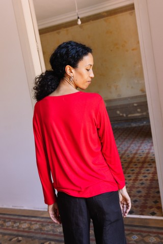 Camiseta SusiSweetdress roja manga larga- Ropa mujer SusiSweetdress