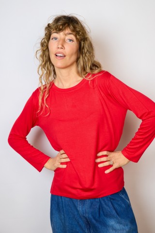 Camiseta SusiSweetdress roja manga larga- Ropa mujer SusiSweetdress