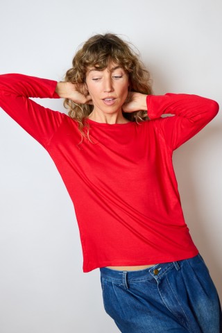 Camiseta SusiSweetdress roja manga larga- Ropa mujer SusiSweetdress