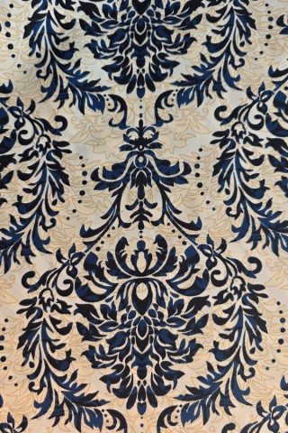 Pañuelo beis con flores negras y azules-Complementos SusiSweetdress