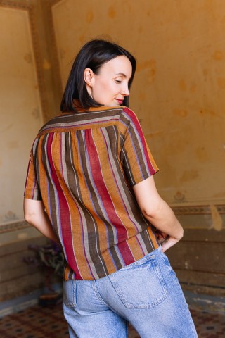 Camisa vintage a rayas en tonos otoñales- Ropa mujer SusiSweetdress