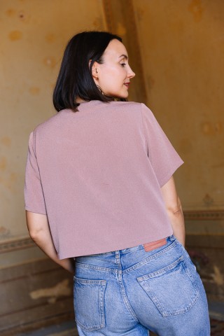 Camisa vintage rosa palo con volante- Ropa mujer SusiSweetdress