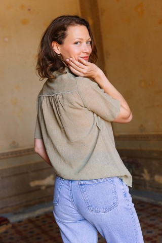 Camisa vintage beis con bordado- Ropa mujer SusiSweetdress