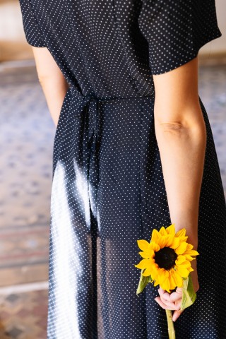 Vestido vintage azul marino con puntitos blancos- Ropa mujer vintage SusiSweetdress