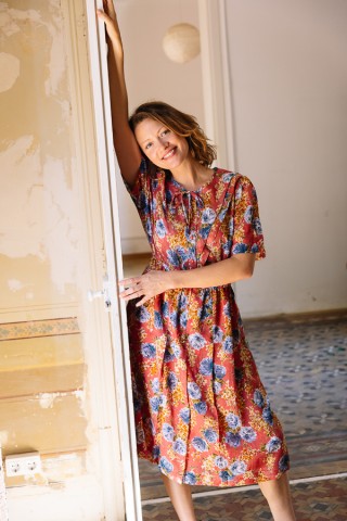 Vestido vintage rosa con flores colores - Ropa mujer vintage SusiSweetdress