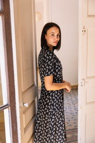 Vestido vintage negro con margaritas blancas - Ropa mujer vintage SusiSweetdress