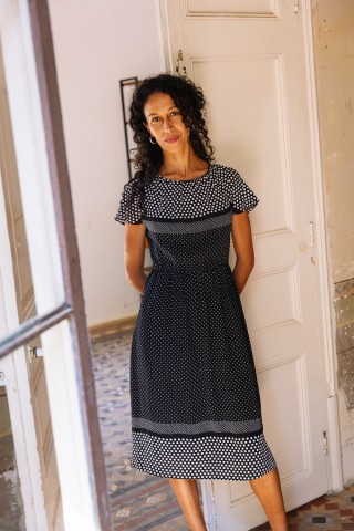 Vestido vintage negro con puntos blancos - Ropa mujer vintage SusiSweetdress