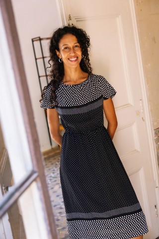 Vestido vintage negro con puntos blancos - Ropa mujer vintage SusiSweetdress