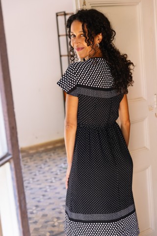 Vestido vintage negro con puntos blancos - Ropa mujer vintage SusiSweetdress