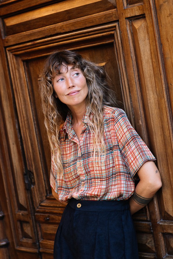 Camisa vintage a cuadros marrones- Ropa mujer SusiSweetdress