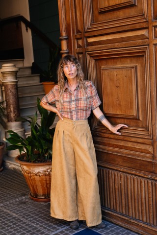 Camisa vintage a cuadros marrones- Ropa mujer SusiSweetdress