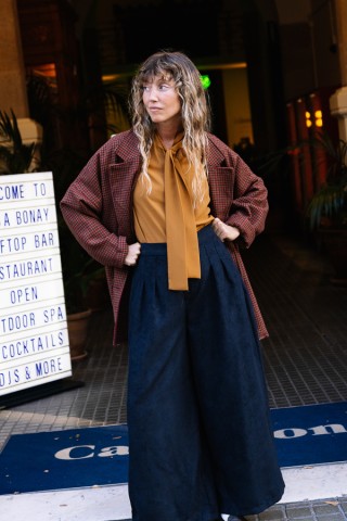 Camisa vintage mostaza con lazo- Ropa mujer SusiSweetdress