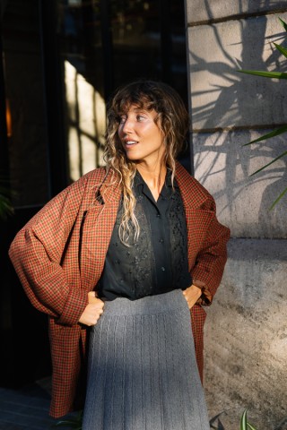 Blazer estampado vichy granate-Ropa mujer SusiSweetdress