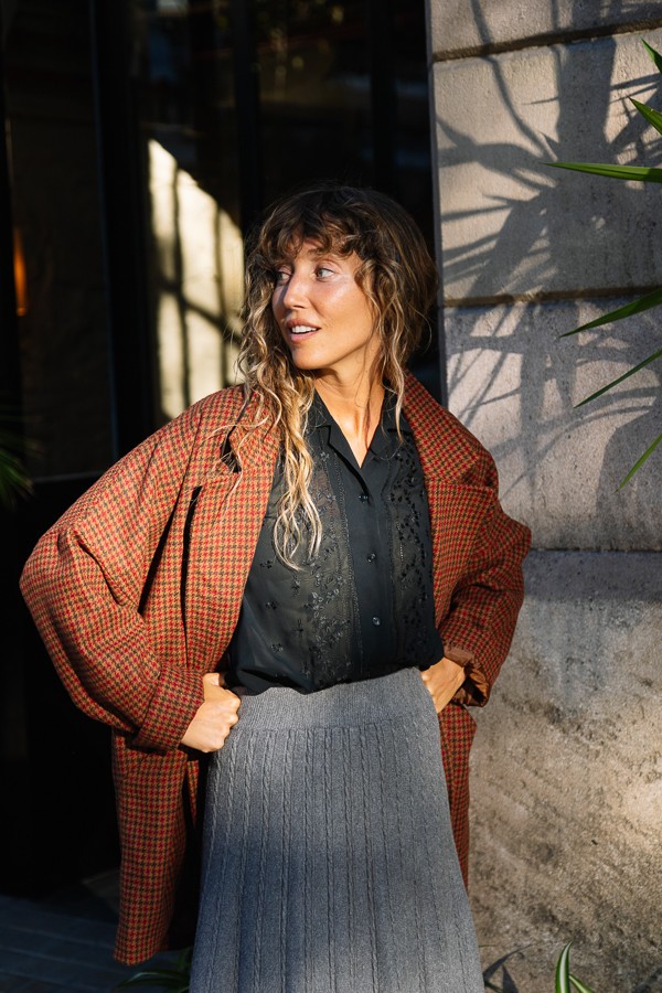 Blazer estampado vichy granate-Ropa mujer SusiSweetdress