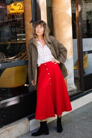 Falda larga roja con botones- Ropa mujer SusiSweetdress