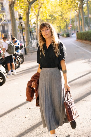 Falda maxi larga gris de punto- Ropa mujer SusiSweetdress