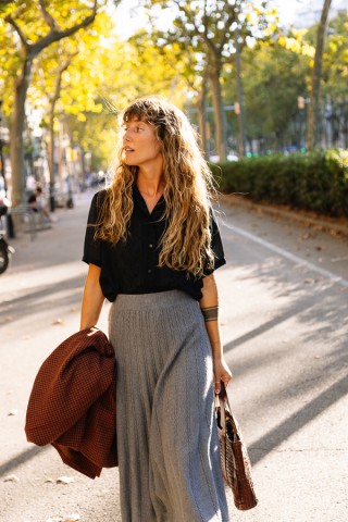 Falda maxi larga gris de punto- Ropa mujer SusiSweetdress