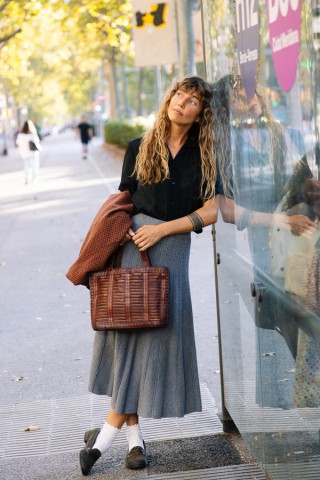 Falda maxi larga gris de punto- Ropa mujer SusiSweetdress