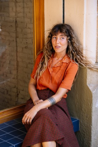 Camisa vintage naranja con bordado cuello- Ropa mujer SusiSweetdress