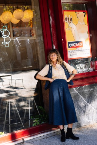 1.Total Look Susi con Blazer + chaleco + falda azul espiga Productos SusiSweetdress