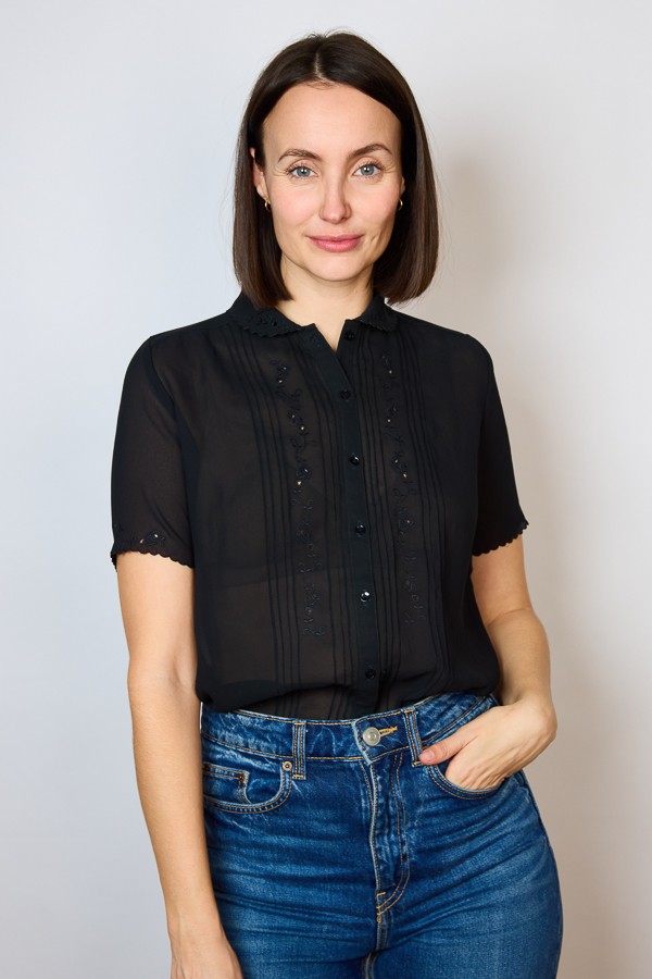Camisa vintage negra bordados- Ropa mujer SusiSweetdress