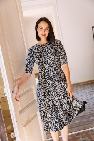 Vestido vintage negra con flor beis - Ropa mujer vintage SusiSweetdress