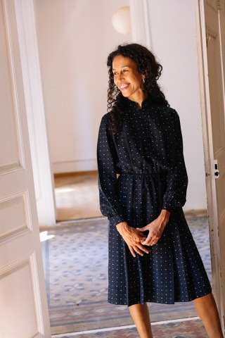 Vestido vintage azul marino con topitos - Ropa mujer vintage SusiSweetdress