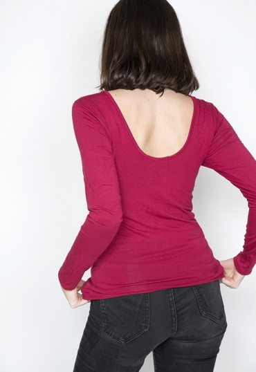 Camiseta básica SusiSweetdress roja manga larga espalda escotada
