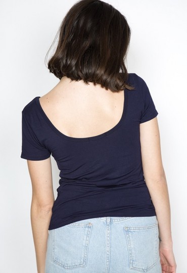 Camiseta básica SusiSweetdress azul marino manga corta