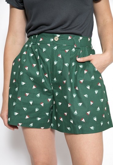 Shorts color verde con barcos- Ropa mujer SusiSweetdress