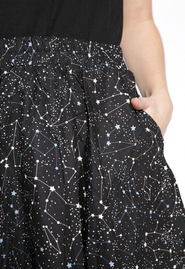 Falda mini negro constelaciones