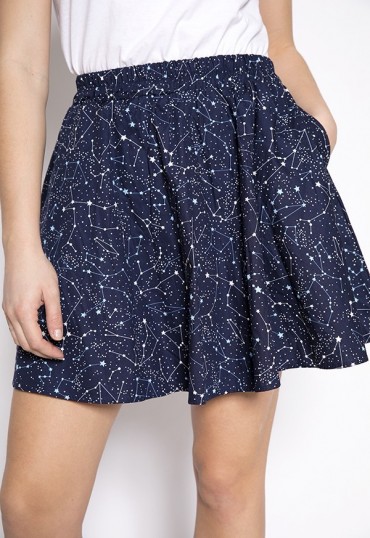 Falda mini azul marino constelaciones