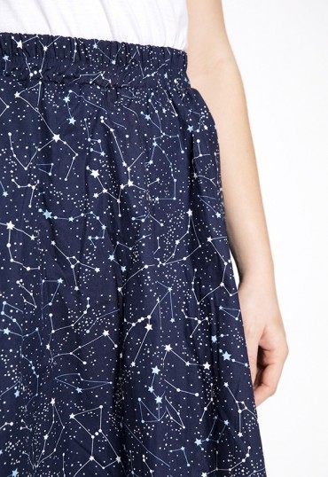 Falda mini azul marino constelaciones
